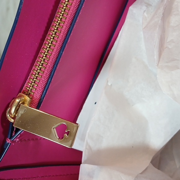 Kate Spade Arbour Hill Elodie Navy Blue Tote with Pink/Fuchsia  Interior - Picture 4 of 9
